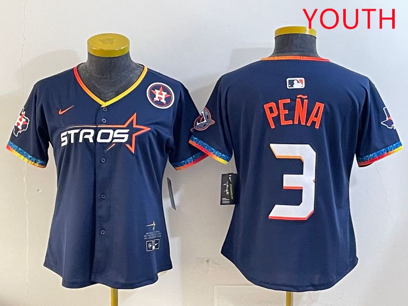 Youth Houston Astros #3 Pena Drak Blue Fourth generation Joint Name 2025 Nike MLB Jersey style 4